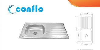CONFLO KITCHEN SINK SB 100X50X14MM,THICKNESS-0.5MM